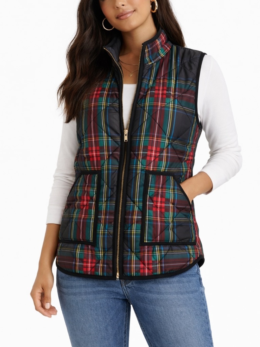 J. Crew Multicolor Plaid Vest